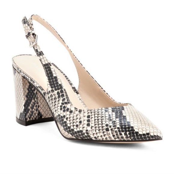 NWT Marc Fisher Block Heel Slingback Snake Heels - Picture 2 of 6